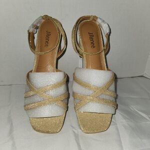 J.Renee Gold and White Strappy Heels for Special Occasions